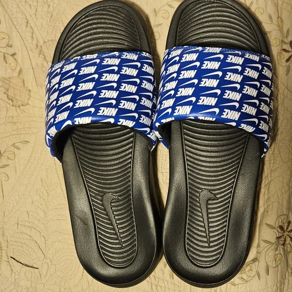 Nike Blue and Black Slide Sandals - Picture 1 of 3